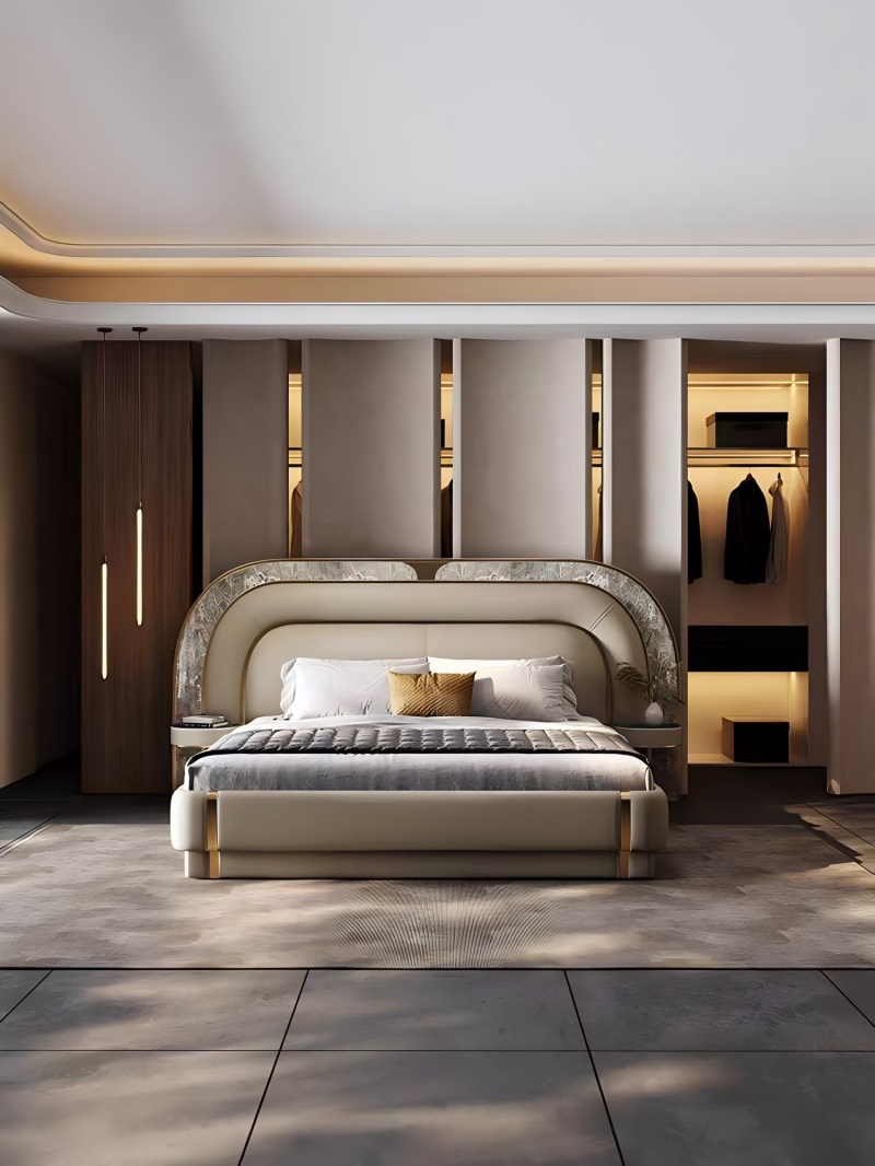 「Stone board + leather combination｜A sleeping art piece that combines hardness and softness