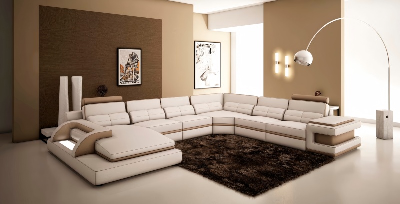 A minimalist leather sofa for the whole family