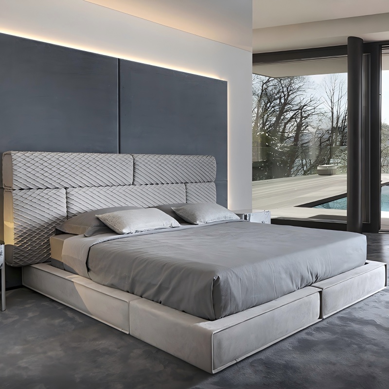 Linen Minimalist Platform Bed