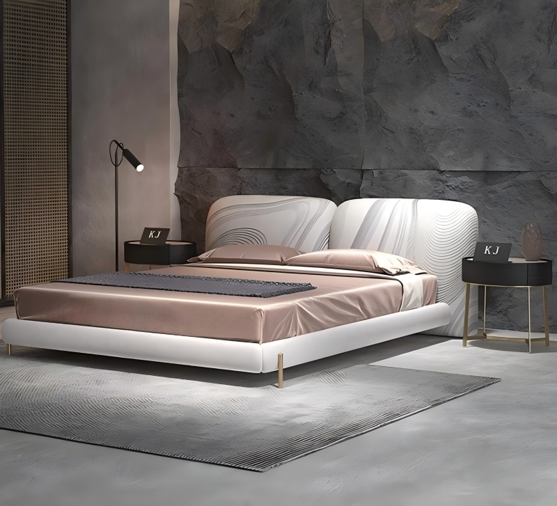 Milano designer leather bed with matte touch