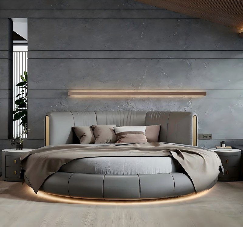Modern minimalist round double bed